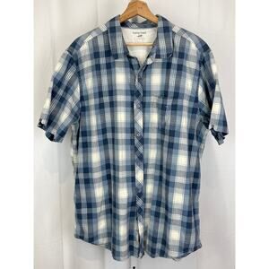 HORNY TOAD & Co XL Weldon Short Sleeve Shirt Plaid Button Up Organic Cotton Blue